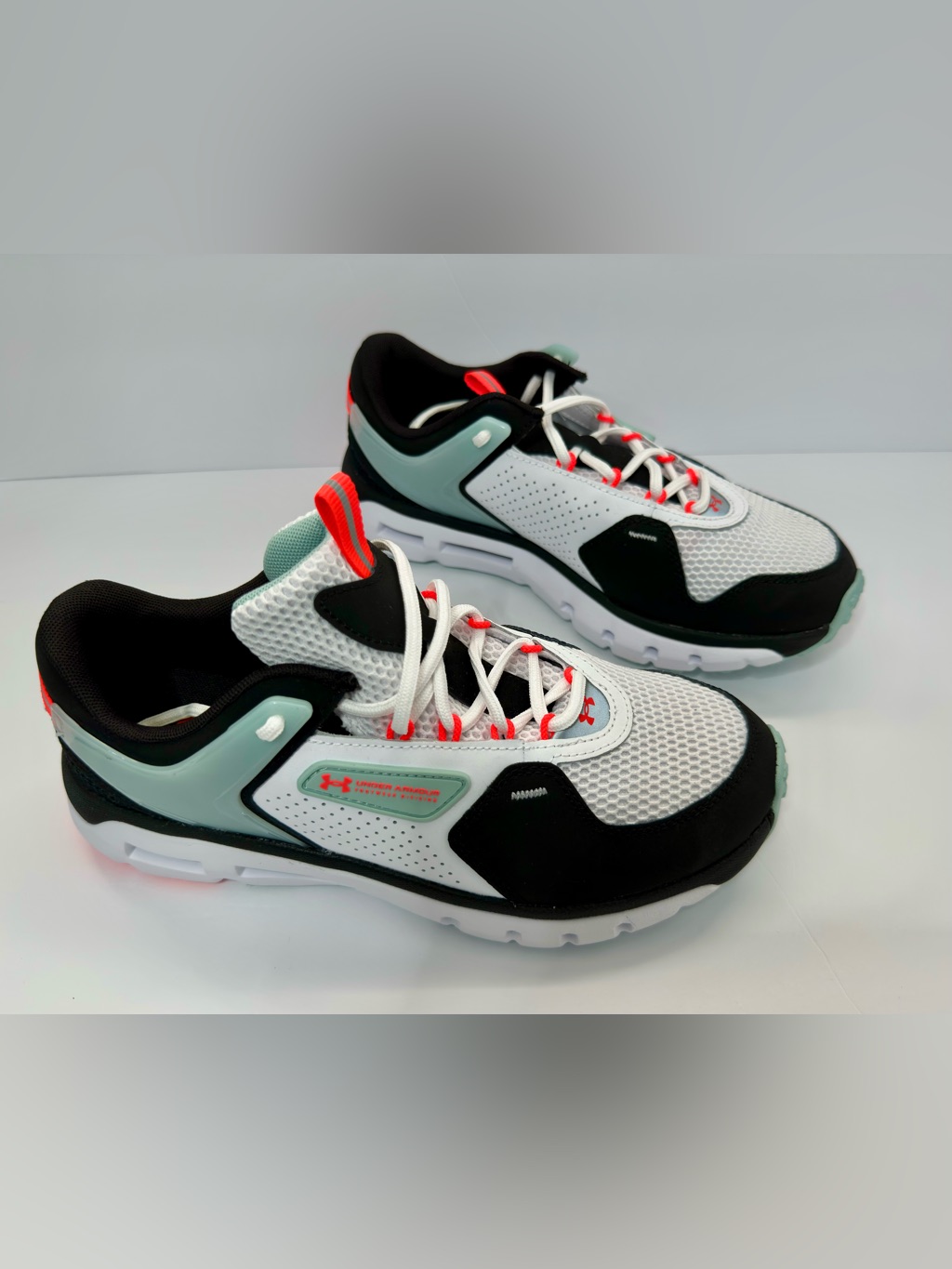 Under Armour Kids White, Black, Mint & Coral Low-Top Sneakers